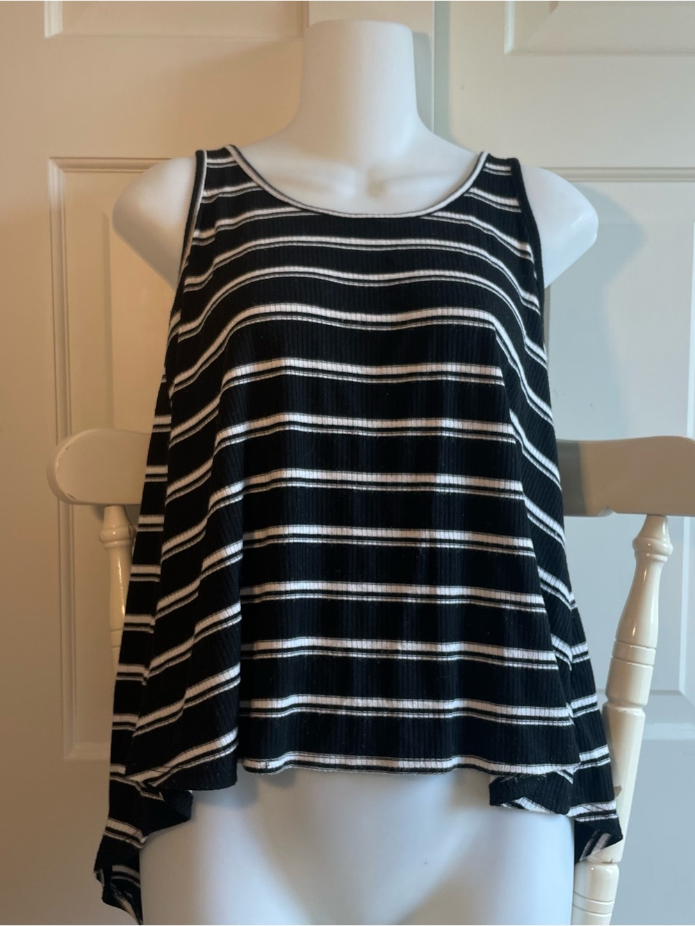 See You Monday Black & White Striped Swing Tank